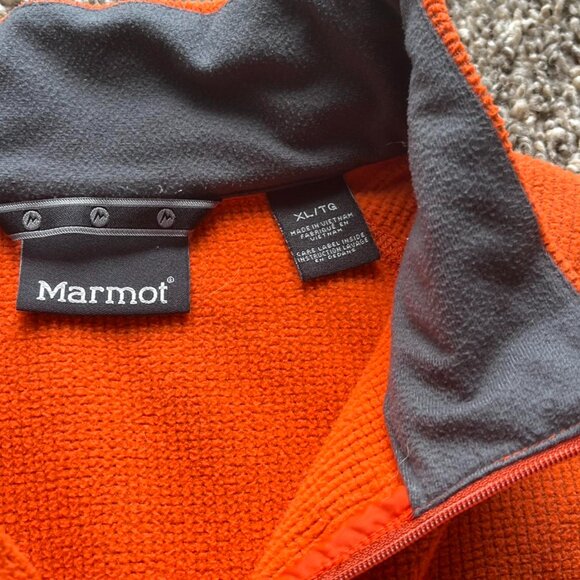 Marmot Orange Half Zip Fleece, Men's Fall  Fleece XL Jacket, Comfy Jacket - Picture 4 of 6